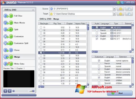 Captura de pantalla DVDFab para Windows 7