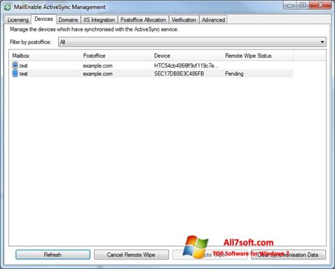 Captura de pantalla Microsoft ActiveSync para Windows 7