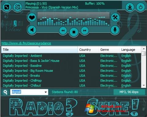 Captura de pantalla RadioSure para Windows 7