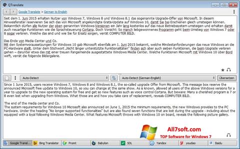Captura de pantalla QTranslate para Windows 7