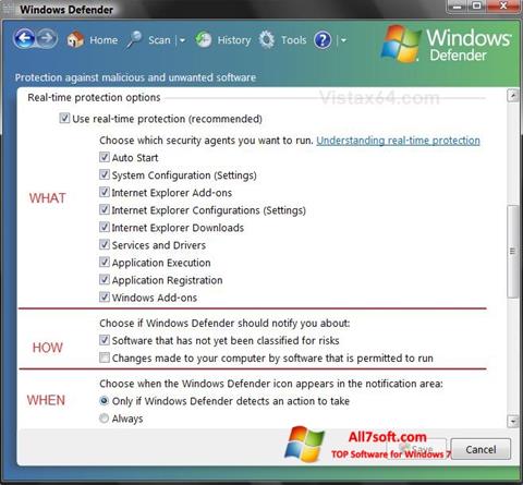Captura de pantalla Windows Defender para Windows 7