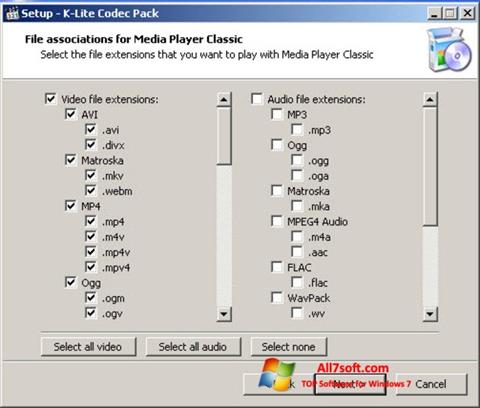 Captura de pantalla K-Lite Codec Pack para Windows 7
