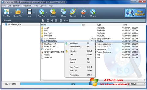 Captura de pantalla WinISO para Windows 7
