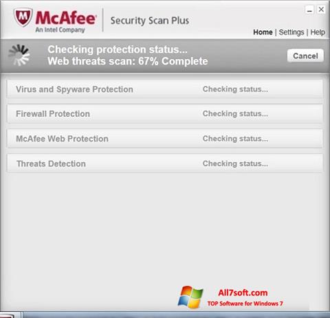 Captura de pantalla McAfee Security Scan Plus para Windows 7
