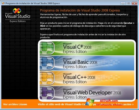 Captura de pantalla Microsoft Visual Studio para Windows 7