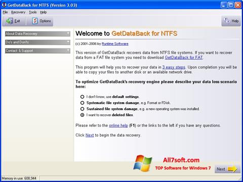 Captura de pantalla GetDataBack para Windows 7