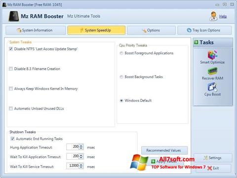 Captura de pantalla Mz RAM Booster para Windows 7