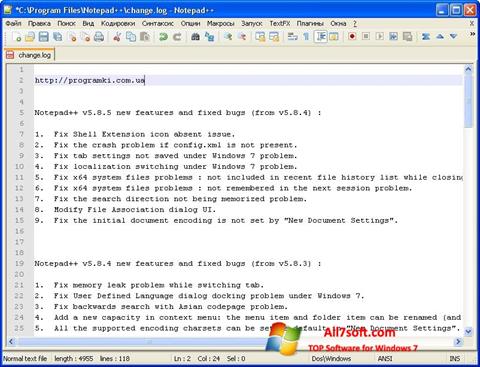 Captura de pantalla Notepad++ para Windows 7