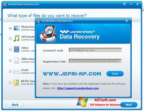 Captura de pantalla Wondershare Data Recovery para Windows 7