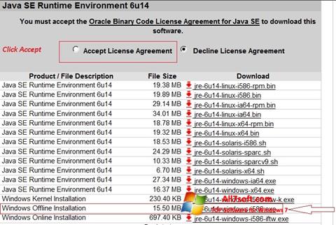 Captura de pantalla Java Runtime Environment para Windows 7
