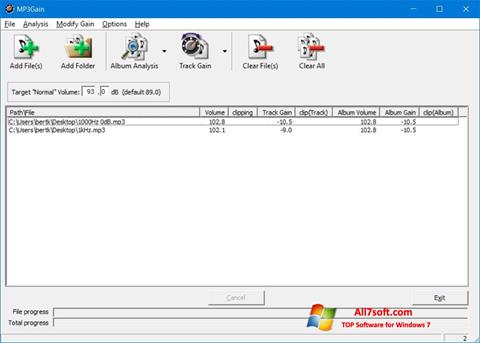 Captura de pantalla MP3Gain para Windows 7