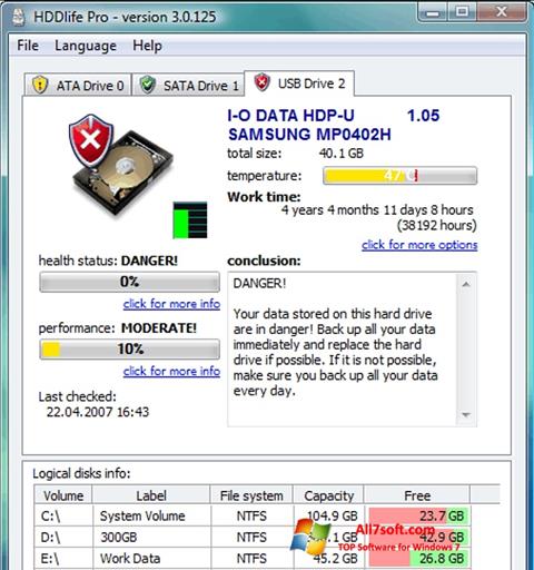 Captura de pantalla HDDlife para Windows 7