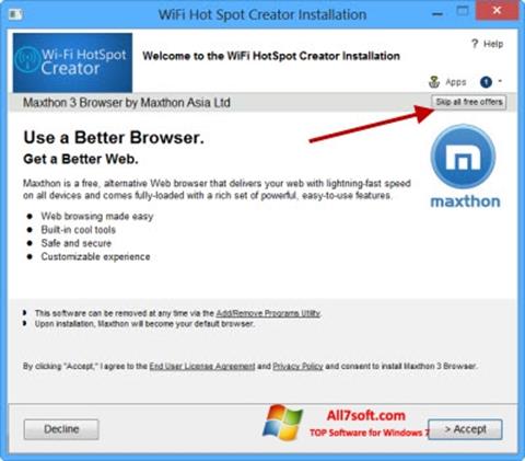 Captura de pantalla Wi-Fi HotSpot Creator para Windows 7