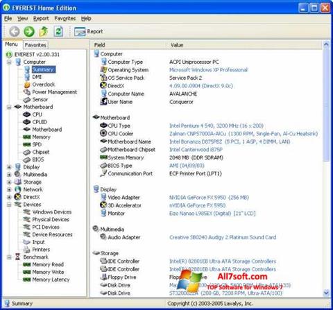 Captura de pantalla EVEREST para Windows 7