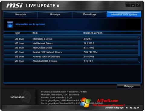 Captura de pantalla MSI Live Update para Windows 7