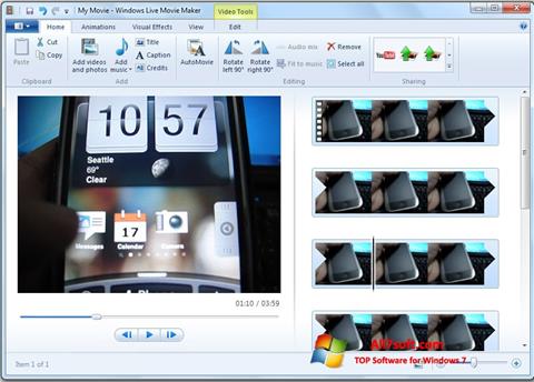 Captura de pantalla Windows Live Movie Maker para Windows 7
