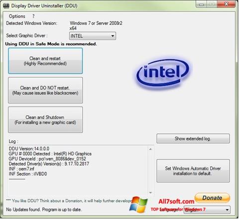 Captura de pantalla Display Driver Uninstaller para Windows 7