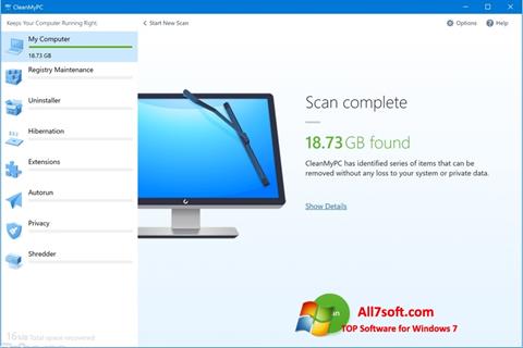Captura de pantalla CleanMyPC para Windows 7