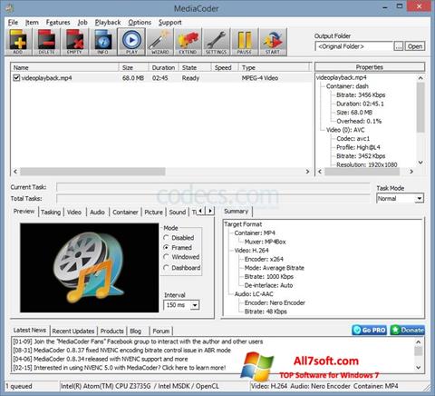 Captura de pantalla MediaCoder para Windows 7