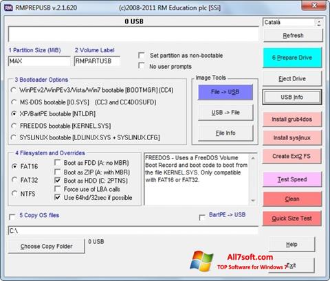 Captura de pantalla RMPrepUSB para Windows 7