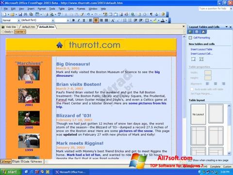Captura de pantalla Microsoft FrontPage para Windows 7