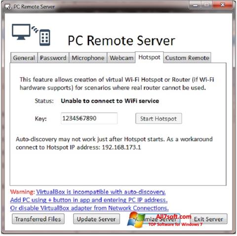 Captura de pantalla PC Remote Server para Windows 7