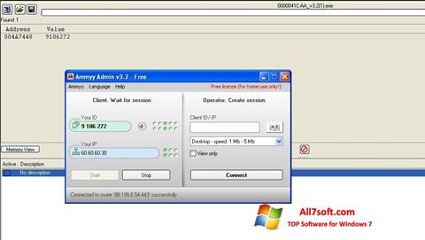 Captura de pantalla Ammyy Admin para Windows 7