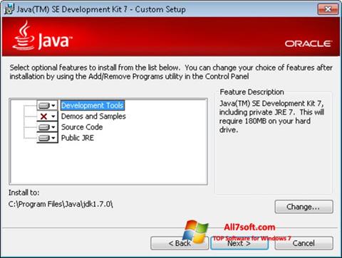 Captura de pantalla Java Development Kit para Windows 7