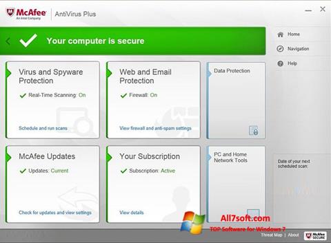 Captura de pantalla McAfee AntiVirus Plus para Windows 7