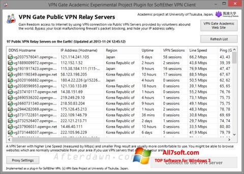 Captura de pantalla VPN Gate para Windows 7