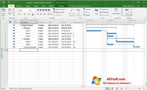 Captura de pantalla Microsoft Project para Windows 7