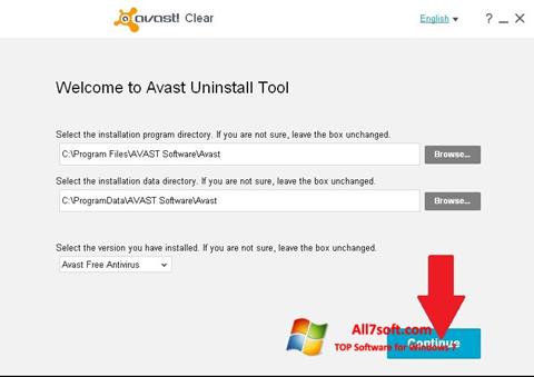 Captura de pantalla Avast Uninstall Utility para Windows 7