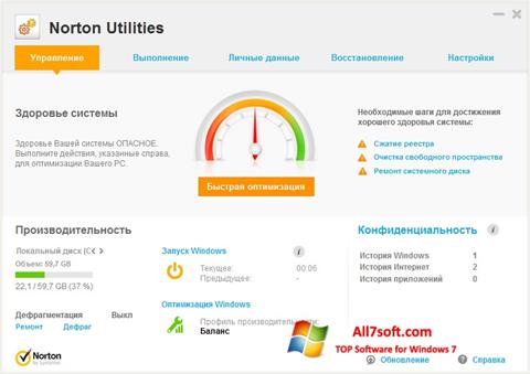 Captura de pantalla Norton Utilities para Windows 7
