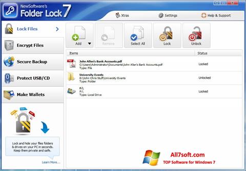 Captura de pantalla Folder Lock para Windows 7