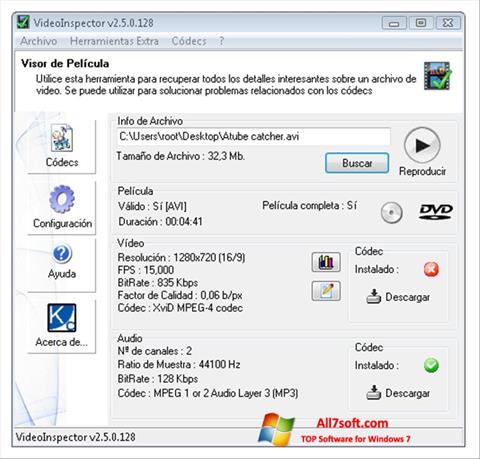 Captura de pantalla VideoInspector para Windows 7