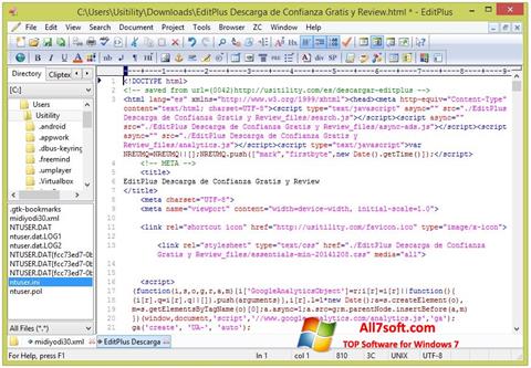 Captura de pantalla EditPlus para Windows 7