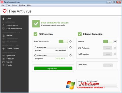 Captura de pantalla Avira Free Antivirus para Windows 7