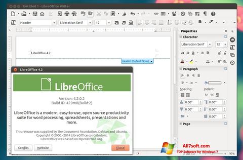 Captura de pantalla LibreOffice para Windows 7