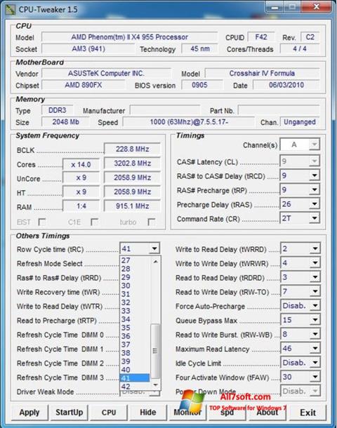 Captura de pantalla CPU-Tweaker para Windows 7