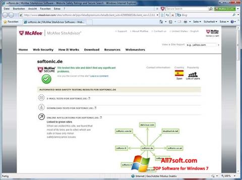 Captura de pantalla McAfee SiteAdvisor para Windows 7