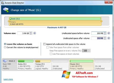 Captura de pantalla Acronis Disk Director para Windows 7