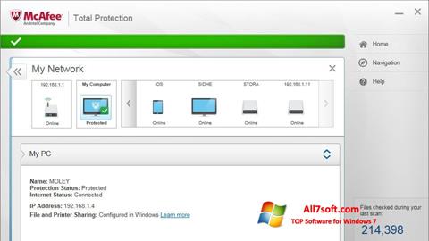 Captura de pantalla McAfee Total Protection para Windows 7