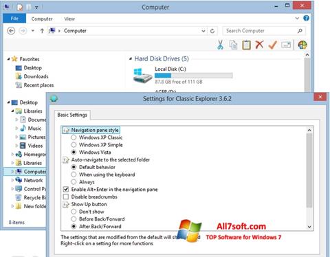Captura de pantalla Classic Shell para Windows 7