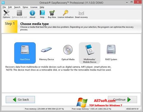 Captura de pantalla EasyRecovery Professional para Windows 7