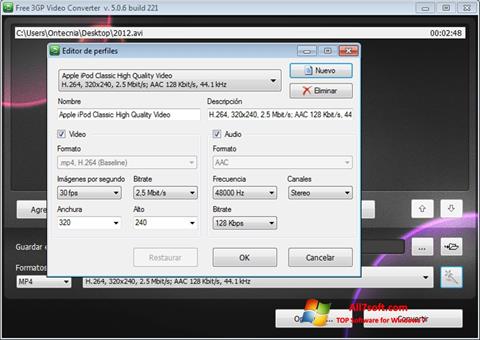 Captura de pantalla Free MP4 Video Converter para Windows 7
