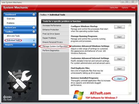 Captura de pantalla System Mechanic para Windows 7