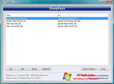 Captura de pantalla SharpKeys para Windows 7