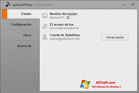 Captura de pantalla Splashtop Streamer para Windows 7