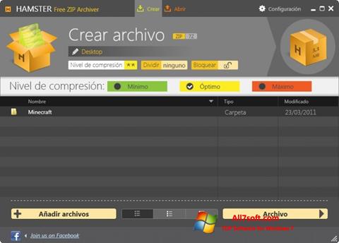Captura de pantalla Hamster Free ZIP Archiver para Windows 7