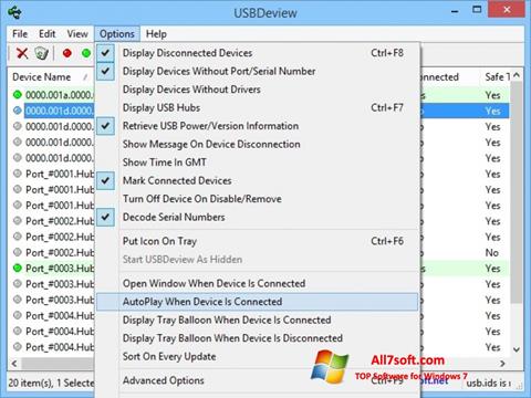 Captura de pantalla USBDeview para Windows 7
